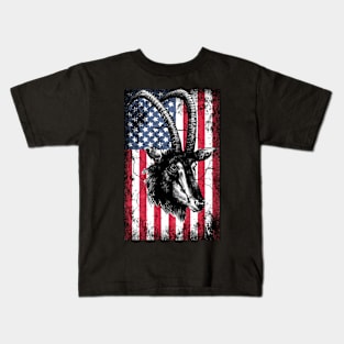 Patriotic Antelope American Flag Kids T-Shirt